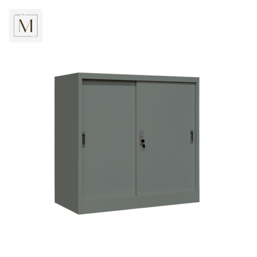 ตู้เอกสารเหล็กบานเลื่อน MATTMALLS รุ่น M-FC-M1 สีเทา ทึบเตี้ย 85 ซม.